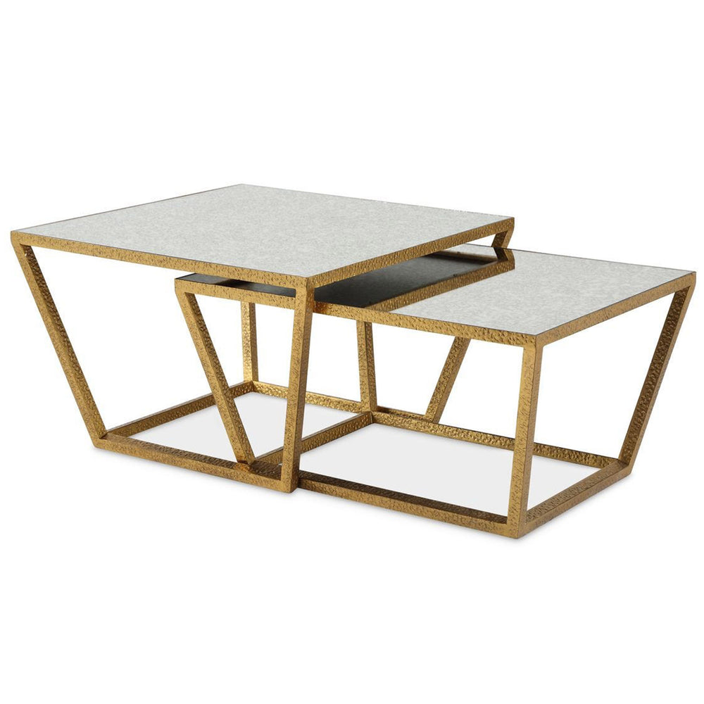 Antique Halo Nesting Coffee Table Set, Antiqued Mirror