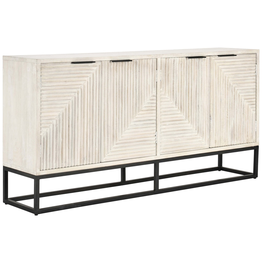 Flint 4 Door Cabinet, Coastal White-Furniture - Storage-High Fashion Home