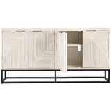 Flint 4 Door Cabinet, Coastal White-Furniture - Storage-High Fashion Home