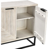 Flint 4 Door Cabinet, Coastal White-Furniture - Storage-High Fashion Home