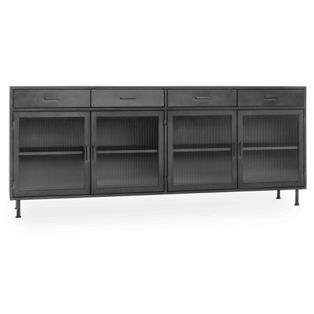 Nore 4 Door Cabinet, Blackened Steel-Furniture - Storage-High Fashion Home