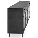 Nore 4 Door Cabinet, Blackened Steel-Furniture - Storage-High Fashion Home