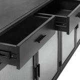 Nore 4 Door Cabinet, Blackened Steel-Furniture - Storage-High Fashion Home