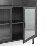 Nore 4 Door Cabinet, Blackened Steel-Furniture - Storage-High Fashion Home
