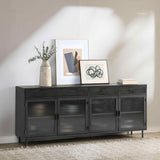 Nore 4 Door Cabinet, Blackened Steel-Furniture - Storage-High Fashion Home