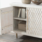 Norwood 4 Door Buffet, White Wash-Furniture - Storage-High Fashion Home