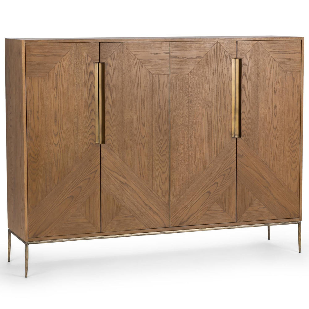 Roman 4 Door Bar Cabinet, Golden Walnut