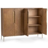 Roman 4 Door Bar Cabinet, Golden Walnut