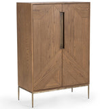 Roman 2 Door Bar Cabinet, Golden Walnut
