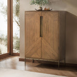 Roman 2 Door Bar Cabinet, Golden Walnut