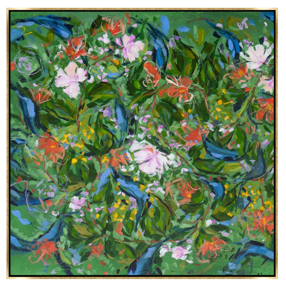 Large Green Floral Framed