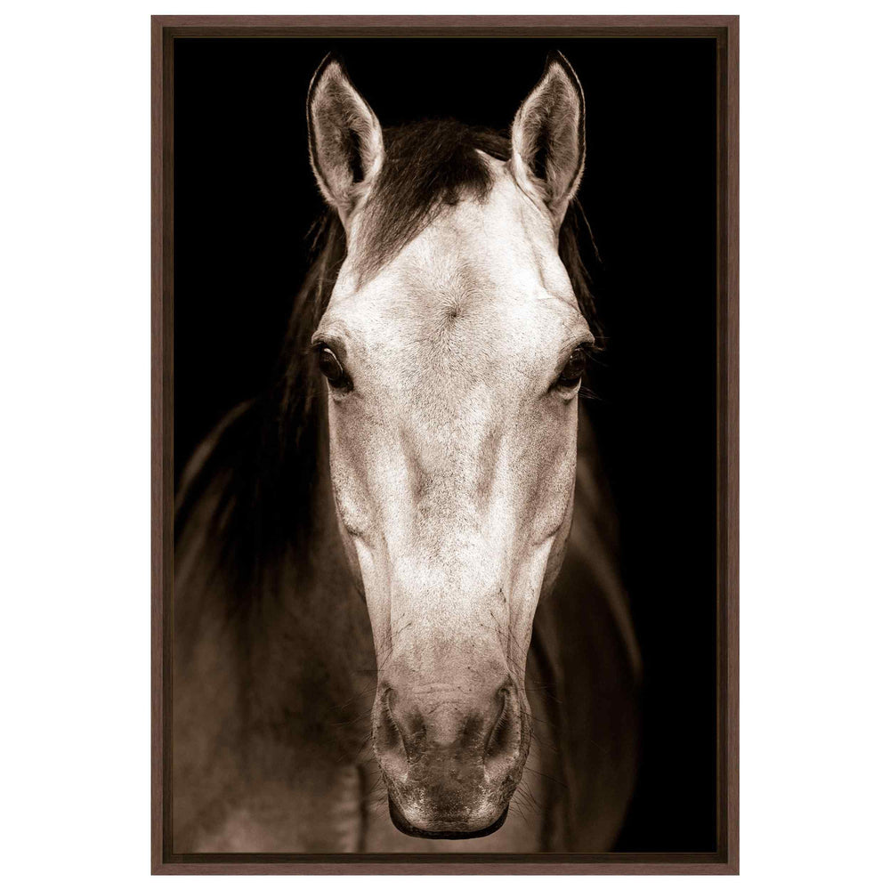 Tan Horse Framed, Walnut Float Haven