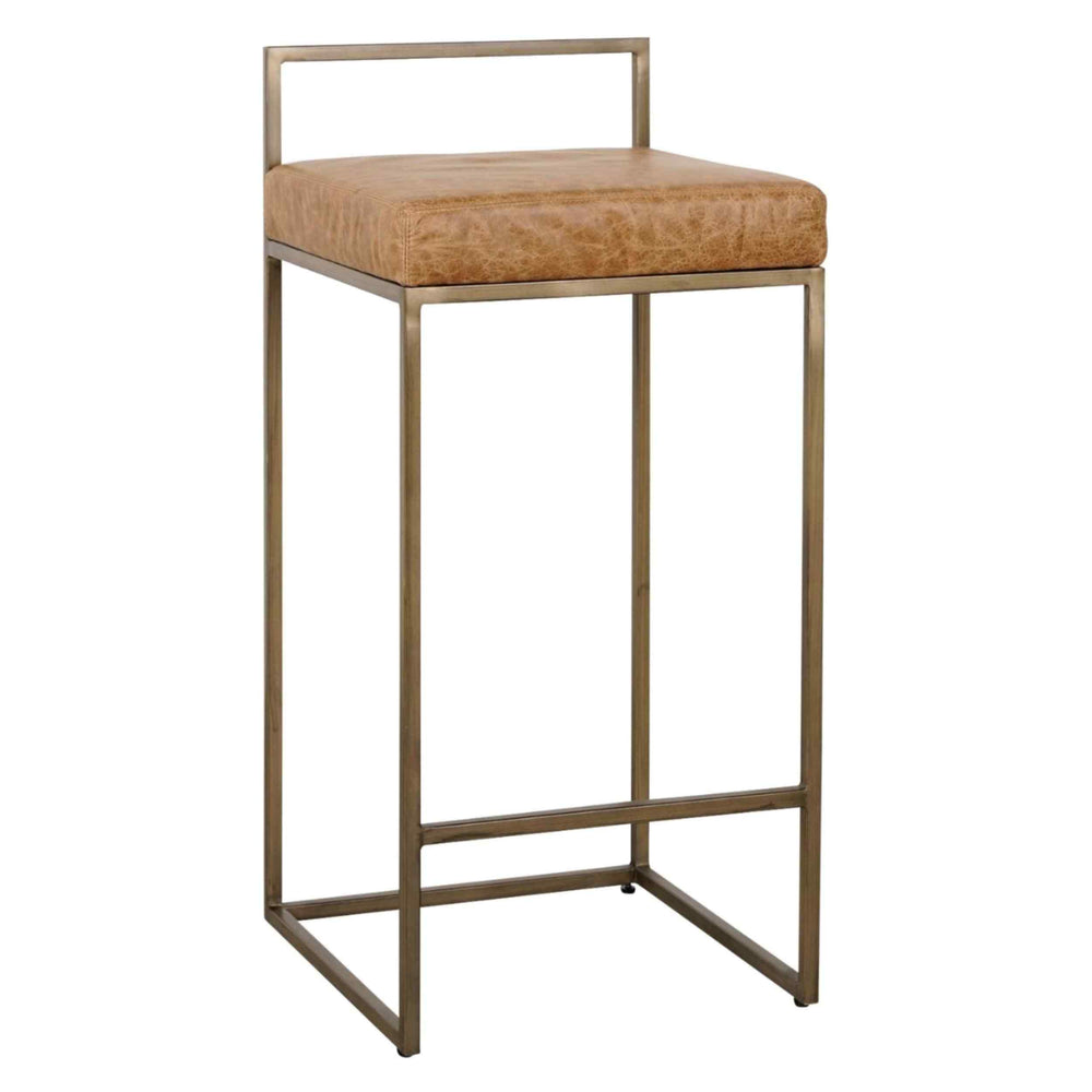 Belfort Leather Counter Stool, Sedona Brown-Furniture - Dining-High Fashion Home