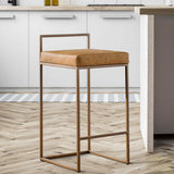 Belfort Leather Counter Stool, Sedona Brown-Furniture - Dining-High Fashion Home