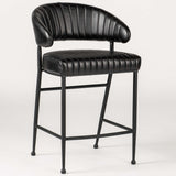 Umbria Leather Bar & Counter Stool, Jet Black-Furniture - Dining-High Fashion Home