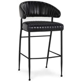 Umbria Leather Bar & Counter Stool, Jet Black-Furniture - Dining-High Fashion Home