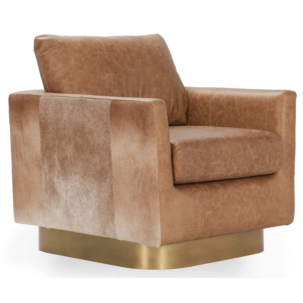 Lathe Leather/Hide Chair, Brown/Blonde-High Fashion Home