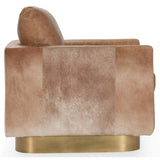 Lathe Leather/Hide Chair, Brown/Blonde-High Fashion Home