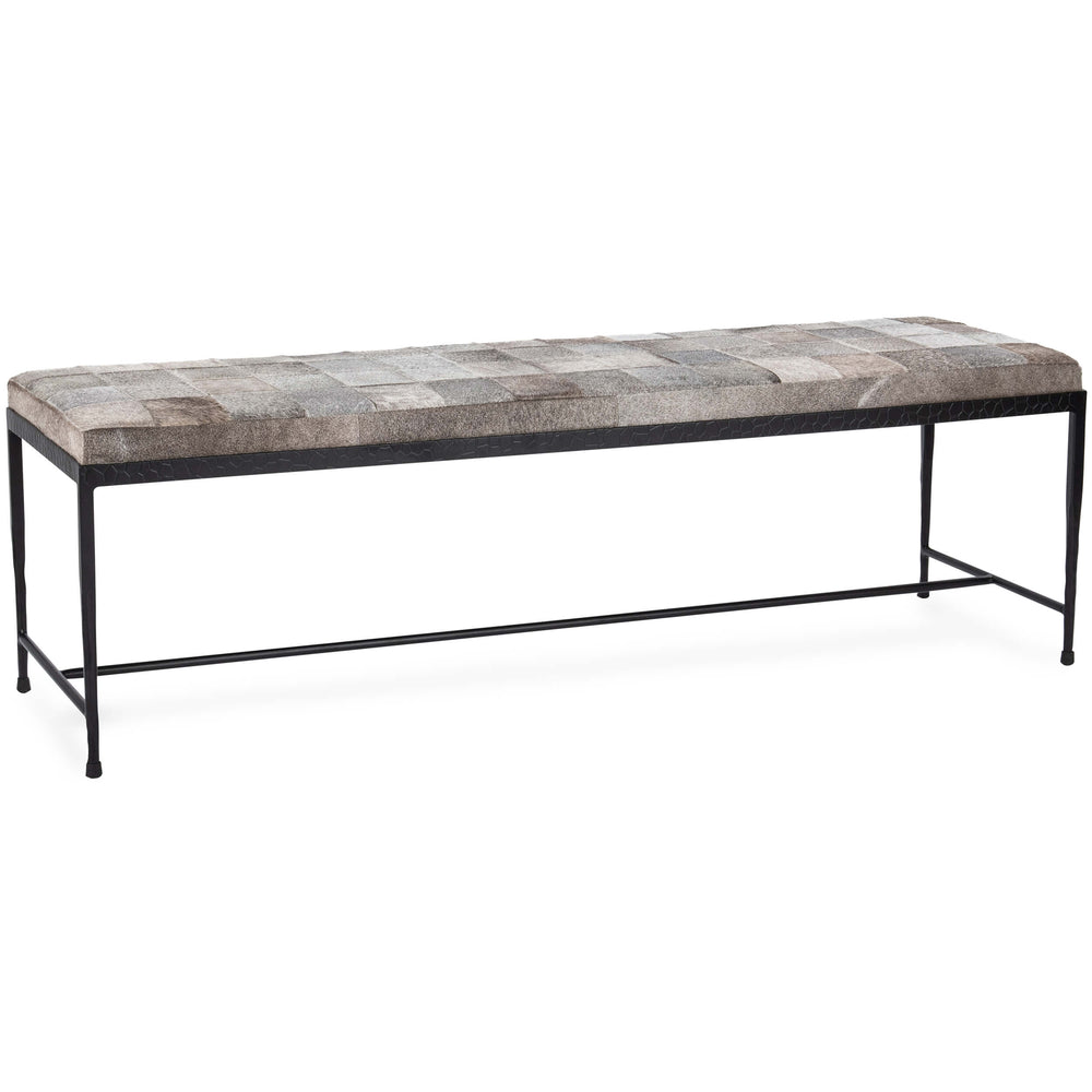 Achen 60" Hide Bench, Sparrow Gray-Furniture - Benches-High Fashion Home