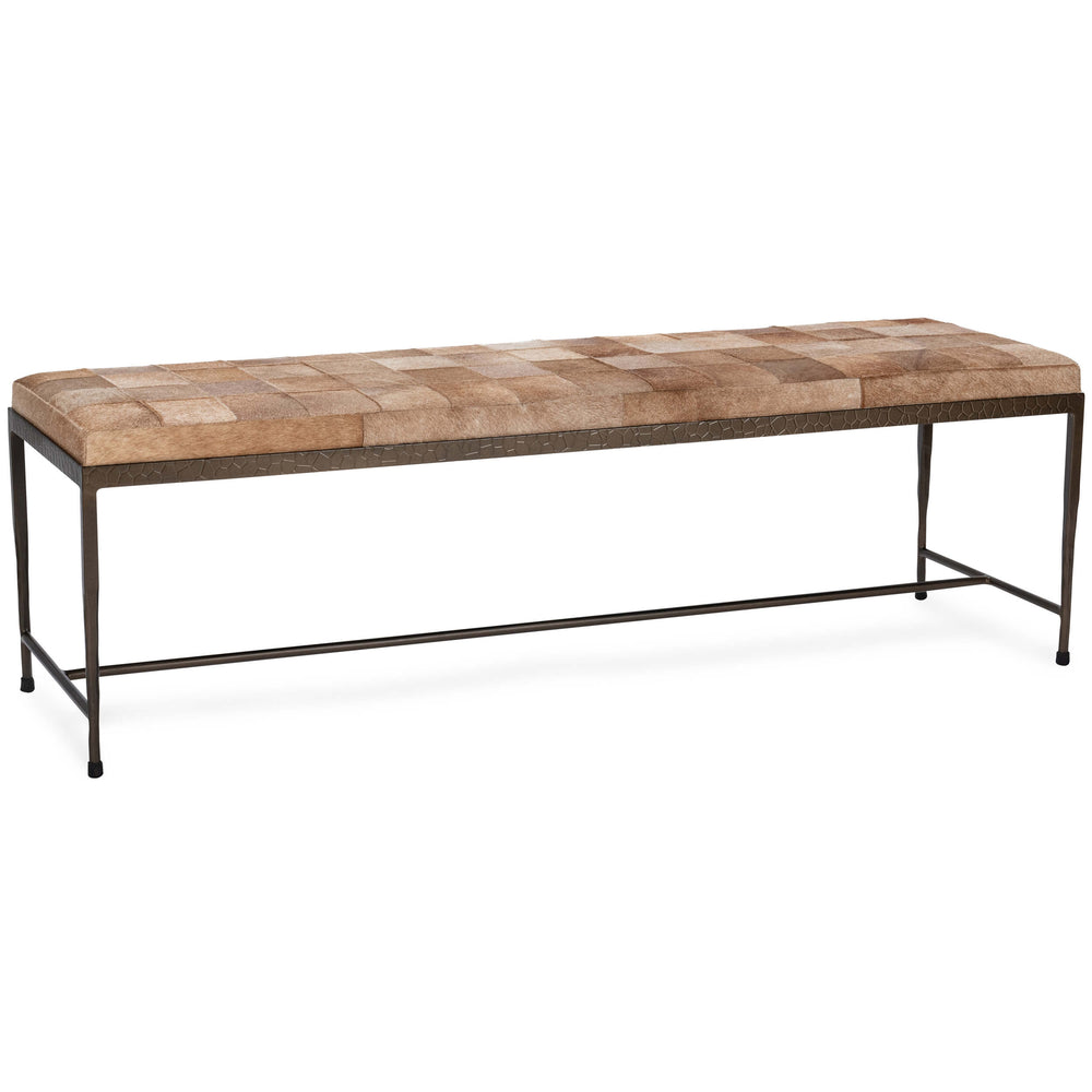 Achen 60" Hide Bench, Canyon Sand-Furniture - Benches-High Fashion Home
