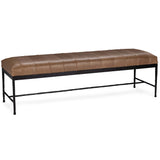 Madeleine Leather Bench, Dune Walnut-Furniture - Benches-High Fashion Home