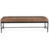 Madeleine Leather Bench, Dune Walnut-Furniture - Benches-High Fashion Home