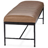 Madeleine Leather Bench, Dune Walnut-Furniture - Benches-High Fashion Home