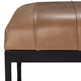 Madeleine Leather Bench, Dune Walnut-Furniture - Benches-High Fashion Home