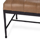 Madeleine Leather Bench, Dune Walnut-Furniture - Benches-High Fashion Home