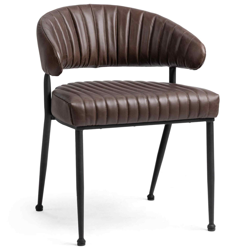 Umbria Leather Dining Chair, Burnished Walnut, Set of 2