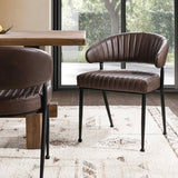 Umbria Leather Dining Chair, Burnished Walnut, Set of 2