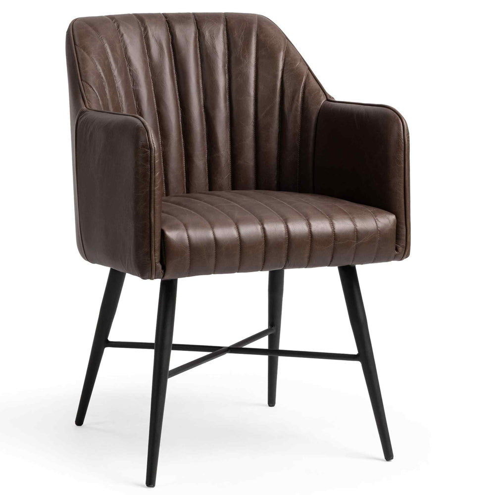 Leon Leather Dining Chair, Burnished Walnut, Set of 2