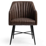Leon Leather Dining Chair, Burnished Walnut, Set of 2