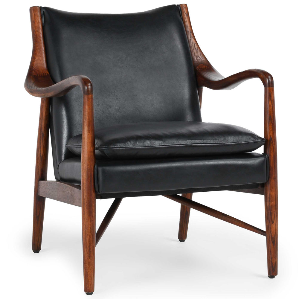Kiannah Leather Chair, Jet Black-Furniture - Chairs-High Fashion Home