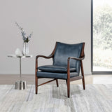 Kiannah Leather Chair, Ocean Blue-Furniture - Chairs-High Fashion Home