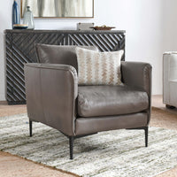 Abigail Leather Chair, Dark Gray