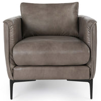 Abigail Leather Chair, Dark Gray