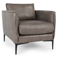 Abigail Leather Chair, Dark Gray