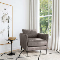 Abigail Leather Chair, Dark Gray