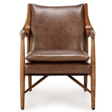 Kiannah Leather Chair, Barrel Brown-Furniture - Chairs-High Fashion Home