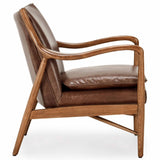 Kiannah Leather Chair, Barrel Brown-Furniture - Chairs-High Fashion Home