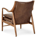Kiannah Leather Chair, Barrel Brown-Furniture - Chairs-High Fashion Home