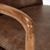 Kiannah Leather Chair, Barrel Brown-Furniture - Chairs-High Fashion Home