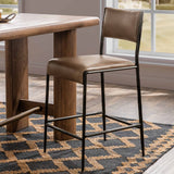 Kayne Leather Counter Stool, Sand-Furniture - Chairs-High Fashion Home