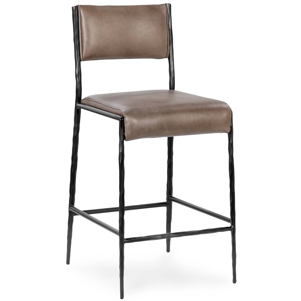 Kayne Leather Counter Stool, Sand-Furniture - Chairs-High Fashion Home