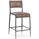 Kayne Leather Counter Stool, Sand-Furniture - Chairs-High Fashion Home