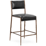 Kayne Leather Counter Stool, Black-Furniture - Chairs-High Fashion Home