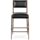 Kayne Leather Counter Stool, Black-Furniture - Chairs-High Fashion Home