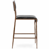 Kayne Leather Counter Stool, Black-Furniture - Chairs-High Fashion Home