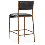 Kayne Leather Counter Stool, Black-Furniture - Chairs-High Fashion Home